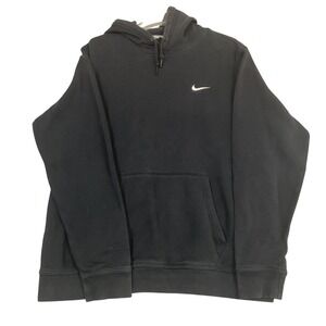 Nike Sportswear Club Fleece Hoodie Black‎ White Swoosh 826433-010 Mens XL